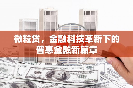 班戈微粒贷，金融科技革新下的普惠金融新篇章