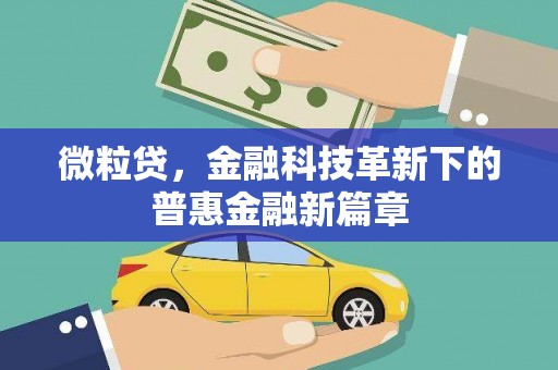 班戈微粒贷，金融科技革新下的普惠金融新篇章