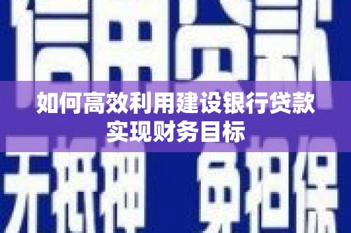 班戈如何高效利用建设银行贷款实现财务目标